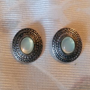 Mandala Inspired Stone Button Earrings